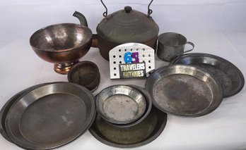 Vintage Pie Plates/ Hammered Copper Pot Lot