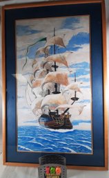 Framed Ship Painting Frame 35x 29