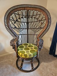 Vintage Wicker Peacock Chair Swivels
