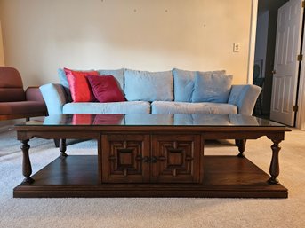 Wooden Coffee Table With Glass Top