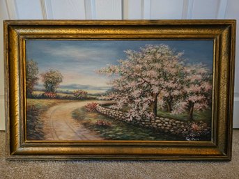 Oil On Canvas Cherry Blossom Road Signed