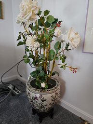 Faux Flowers With Planter And Stand