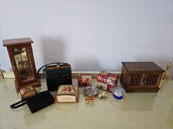 Resellers Lot # 9 Assorted Boxes, Jewelry Boxes, Purse And Decor