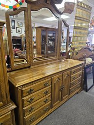 Large Wooden Dresser With Mirror