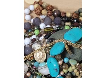 Costume Jewelry Lot Necklaces Tangled Together As Found