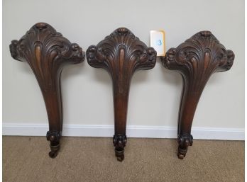 Salvaged Wood Antique Large Ornate Piano Legs Rolling Upcycle (3)