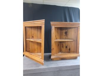 Two Wooden Corner Cabinets
