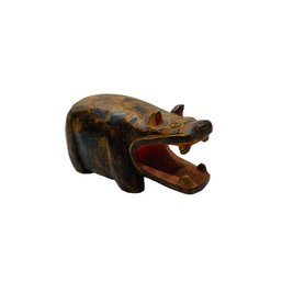 African Hand Carved Wooden Hippo #61