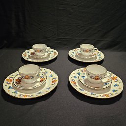 1959 Porsgrund Norway Porcelain Cups & Saucers And Plates Set Of 4 - 12 Pieces #55