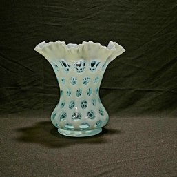 Fenton Blue Opalescent Art Glass Vase #76