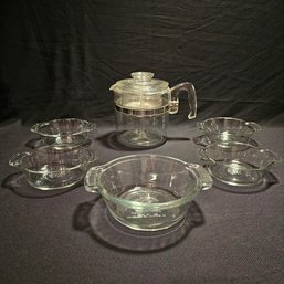 Rare Pyrex Flameware 7756 Coffee Pot And 5 Lovenware Casserole Dishes #77