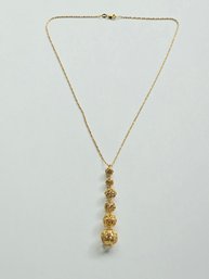 Stunning Italian 14K Yellow Gold Filigree Drop Pendant Necklace 4.30gr 17 Inch #155