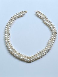 Elegant Pearl Necklace With Gold Beads & Clasp #156
