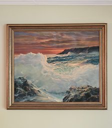 30 X 35 Original Canvas Seascape Painting By Lou Steinman Signed And Framed #224