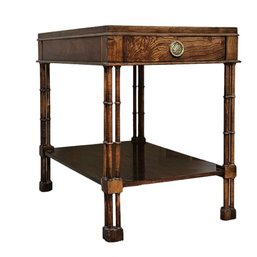 Baker Furniture Side Table Featuring Faux-bamboo Legs, One Drawer And Lower Shelf Original Makers Mark  #6