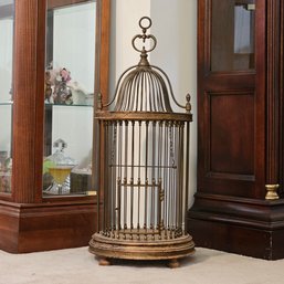 Antique Italian Bird Cage Wood And Copper 28' X 12' #76