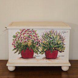 Stunning Hand Painted Wood Chest By Artist Jean Oates  #122