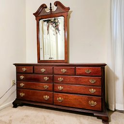 American Drew Cherry 10 Drawer Dresser And Mirror #146