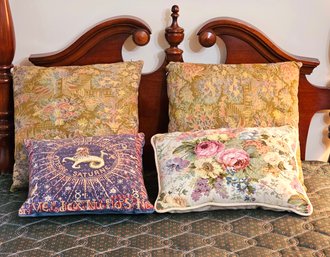 Lot Of 4 Beautiful Vintage Tapestry Pillows #200