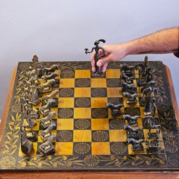 Large Christoforus Sklavenitis Minoan Style  Brass Chess Game With Bronze Sculptural Objects #7