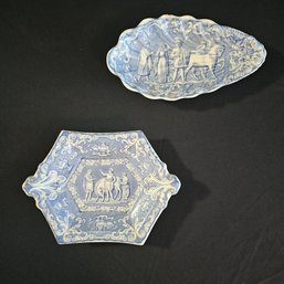 Lot Of Two 1849 Antique Transferware Blue Plates   #16
