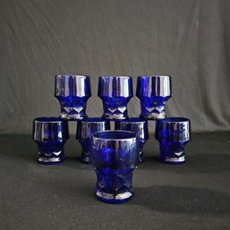 Set Of 8 Georgian Cobalt Blue Glasses #24