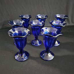 Set Of 8 Cobalt Blue Tulip Ice Cream Glasses #29