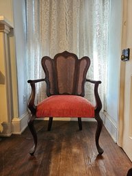 Vintage Walnut Triple Panel Cane Wingback Chair 40'H X 25'W X 17.5'D #12
