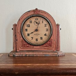 Antique Fashion Alarm Clock Cast Iron With Ornate Design #53