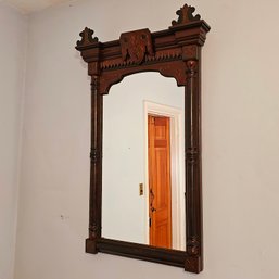 43 X 24 Antique Period Victorian Eastlake Highly Carved Mahogany Wood Wall Mirror #65