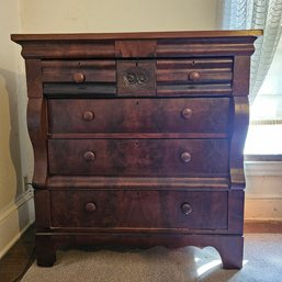 Antique American Empire Flame Mahogany Chest Of Drawers #71