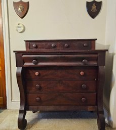 Antique Mahogany American Empire Four Drawer Chest With Glove Box Of Drawers  #81