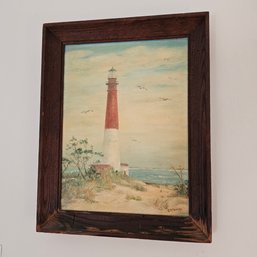 19 X 15 Beautiful Original Painting 'lighthouse' Artist Signed #90