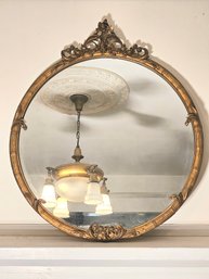 Antique Round Gold Gilt Mirror 30' #104