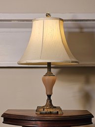 Beautiful Art Deco Brass And Pink Glass Table Lamp 20' Tall #108