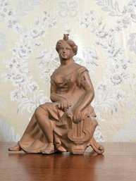 Early 20th Century Cast Metal Lady Figure Clock Topper #146
