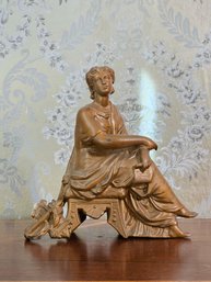 Early 20th Century Cast Metal Lady Figure Clock Topper #147