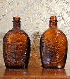 Lot Of 2 Vintage Log Cabin Syrup Bottles #153
