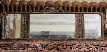 21 X 60 Antique Art Nouveau Three-Panel Etched Glass Wall Mantel Mirror #198