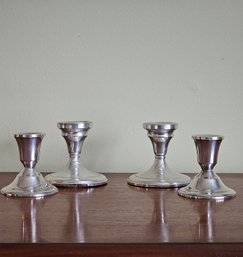 Pair Of Sterling Candle Holders Cement Filled Reinforced With Rod & Pair Of Duchin Creations Sterling #212