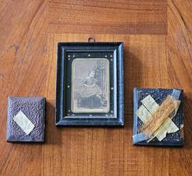 Lot Of 2 Historic Daguerreotype Photographs In Union Cases And Antique Photo Framed  #220