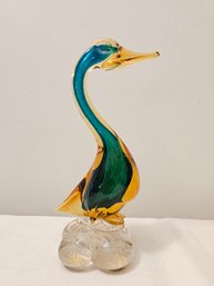 Murano Italy Hand Blown Genuine Venetian Glass Duck Figurine 10' #11