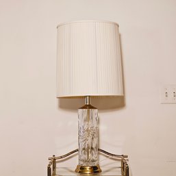 Vintage Crystal And Brass Accent Lamp With Beautiful White Shade 30.5' Tall #24
