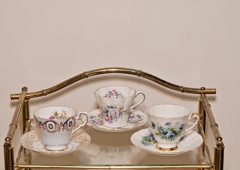 Lot Of 3 Vintage Bone China England Royal Tea Cups And Saucers #31