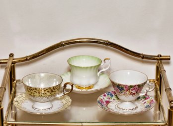 Lot Of 3 Vintage Porcelain Tea Cups And Saucers #32