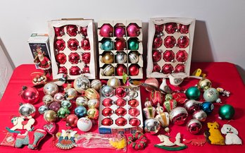 Large Lot Of Christmas Vintage Glass Ornaments And More  #53