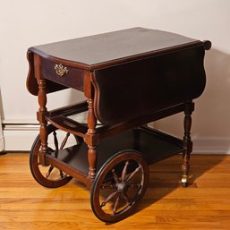 Colonial Drop Leaf Table Top Tea Cart W/shelf And Removable Tray And Signle Drawer By Pulaski Furniture #70