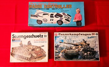 Lot Of Two Vintage Building Model Kits  And Radio Controlled Porsche 917/k #113