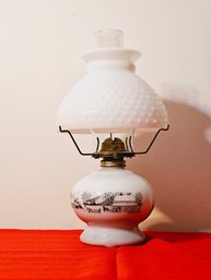 Mid Century Milk Glass Oil Lamp By Currier And Ives  #159