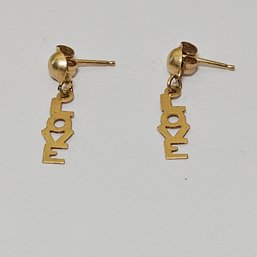 Vintage 14K Gold 'love' Drop Earrings #193